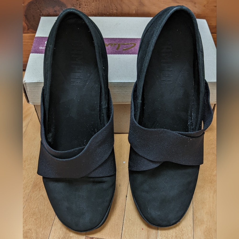 Women's Camper Black Slip-On Low Block Heel Loafers - Picture 7 of 9